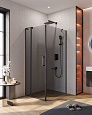Детальная картинка товара «душевой уголок cezares slider-ah-1-100-70/80-grigio-nero 70-80x100см стекло тонированное (графит), профиль черный»