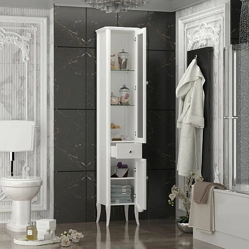 Шкаф-пенал Opadiris Брунелла, белый матовый, правый 00-00004340 Шкаф-пенал Opadiris Брунелла, белый матовый, правый 00-00004340