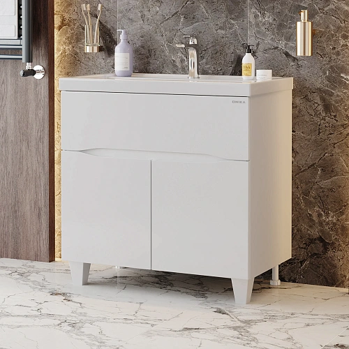 Тумба под раковину Onika Стрим 80 см 108059 напольная, белая (для Фостер 80) Тумба под раковину Onika Стрим 80 см 108059 напольная, белая (для Фостер 80)