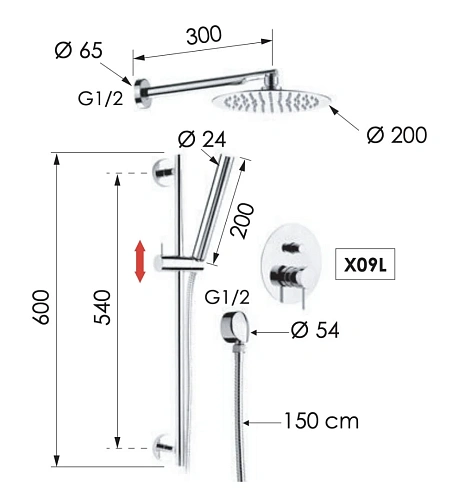 Душевая система Remer X Style X09S01 Душевая система Remer X Style X09S01