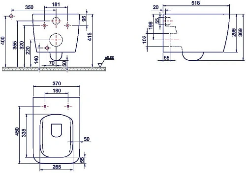 Унитаз подвесной Boheme Zen с функцией биде глянец белый 967-2 Унитаз подвесной Boheme Zen с функцией биде глянец белый 967-2