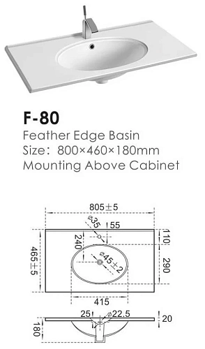 Раковина CeramaLux 9080F Раковина CeramaLux 9080F