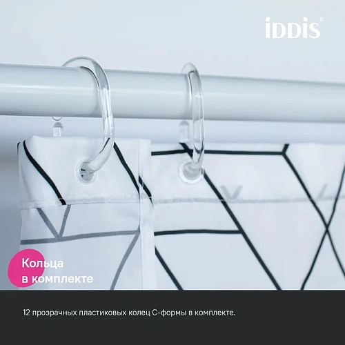 Штора для ванны IDDIS (BB01P18i11) 200x180 см, полиэстер Штора для ванны IDDIS (BB01P18i11) 200x180 см, полиэстер