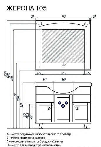 Зеркало Aquaton Жерона 105 белое серебро 1A158802GEM20 Зеркало Aquaton Жерона 105 белое серебро 1A158802GEM20