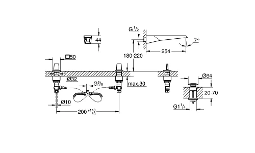 Смеситель для раковины GROHE Allure Brilliant Icon 3D на 3 отверстия, нержавеющая сталь (20608SD0) Смеситель для раковины GROHE Allure Brilliant Icon 3D на 3 отверстия, нержавеющая сталь (20608SD0)