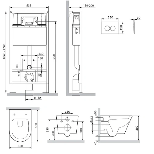 Комплект унитаза AM.PM Sense IS70151.741701 с инсталляцией, сиденьем микролифт и клавишей смыва Комплект унитаза AM.PM Sense IS70151.741701 с инсталляцией, сиденьем микролифт и клавишей смыва
