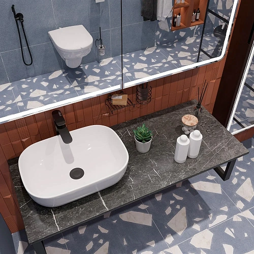 Комплект мебели DIWO Элиста 120 чёрный мрамор, с раковиной Moduo 50 Square (комплект, гарнитур) 5559 555918 Комплект мебели DIWO Элиста 120 чёрный мрамор, с раковиной Moduo 50 Square (комплект, гарнитур) 5559 555918