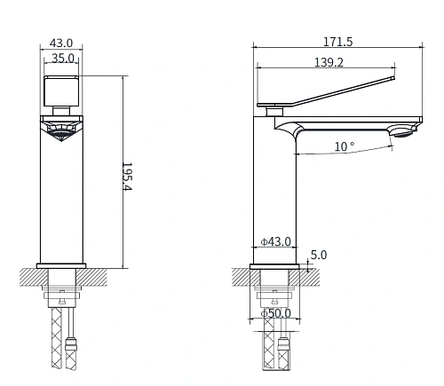 Смеситель для раковины Vincea Verse VBF-2VE1CH однорычажный, хром Смеситель для раковины Vincea Verse VBF-2VE1CH однорычажный, хром