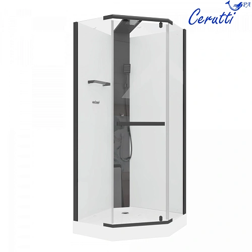 Душевая кабина Ceruttispa CHIKA901B без крыши 90x90x215-225 профиль черный, стекло прозрачное Душевая кабина Ceruttispa CHIKA901B без крыши 90x90x215-225 профиль черный, стекло прозрачное
