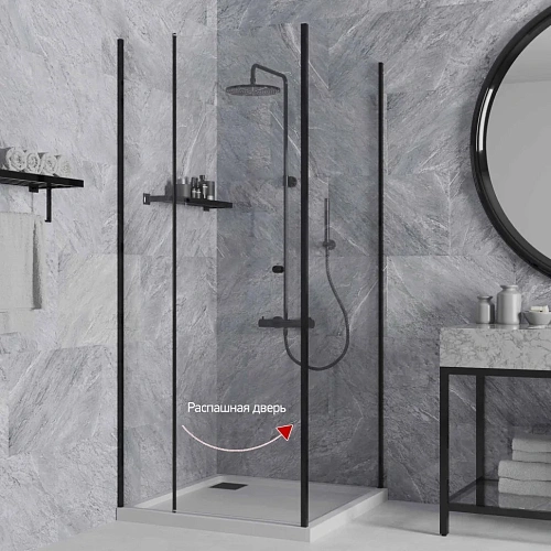 Душевой уголок Paini Cox 78YO9090 90х90 см квадратное, распашное, универсальное, черный Душевой уголок Paini Cox 78YO9090 90х90 см квадратное, распашное, универсальное, черный