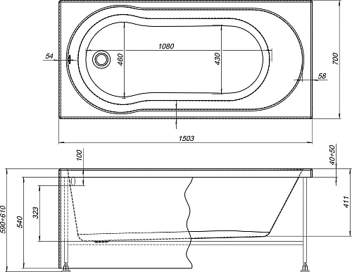 Акриловая ванна STWORKI Хельсинки 150x70 с каркасом, прямоугольная, российская, пристенная, встраива 488708 Акриловая ванна STWORKI Хельсинки 150x70 с каркасом, прямоугольная, российская, пристенная, встраива 488708