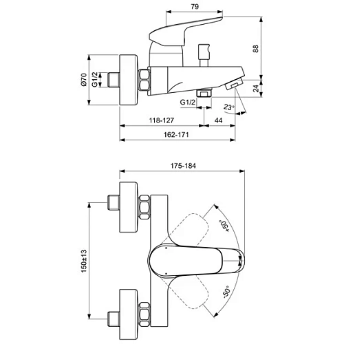 Смеситель для ванны Ideal Standard CERAFLEX B1721AA с душем Смеситель для ванны Ideal Standard CERAFLEX B1721AA с душем