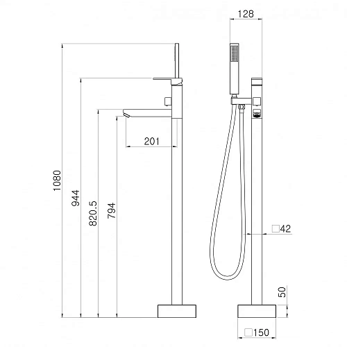 Смеситель для ванны Swedbe Spira 4007 напольный Смеситель для ванны Swedbe Spira 4007 напольный