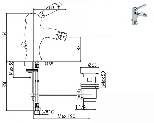 Смеситель для биде Cezares Vintage (BSM1-01-SW) хром VINTAGE-BSM1-01-SW Смеситель для биде Cezares Vintage (BSM1-01-SW) хром VINTAGE-BSM1-01-SW