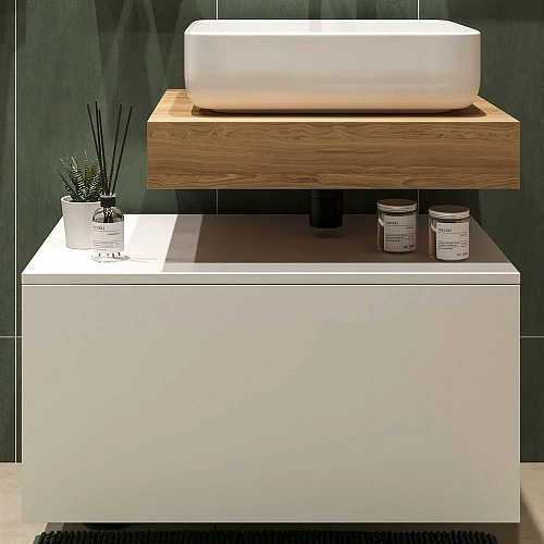 Столешница STWORKI Ольборг 60 дуб французский, без отверстий, с тумбой 80, с раковиной STWORKI Soul 488968 Столешница STWORKI Ольборг 60 дуб французский, без отверстий, с тумбой 80, с раковиной STWORKI Soul 488968