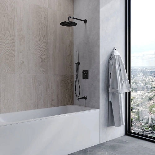 Смеситель для душа AQUAme AQM8812MB с термостатом встраиваемый, черный матовый Смеситель для душа AQUAme AQM8812MB с термостатом встраиваемый, черный матовый