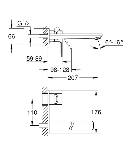 Смеситель для раковины GROHE Lineare New на 2 отверстия, настенный монтаж, хром (23444001) внешняя ч Смеситель для раковины GROHE Lineare New на 2 отверстия, настенный монтаж, хром (23444001) внешняя ч