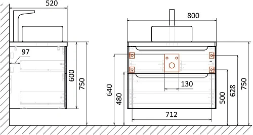 Комплект мебели STWORKI Берген 80 серая с темной столешницей, с раковиной на выбор 549495 Комплект мебели STWORKI Берген 80 серая с темной столешницей, с раковиной на выбор 549495