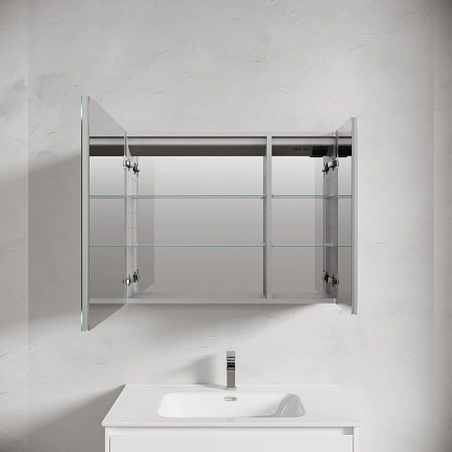 Зеркальный шкаф Sancos Evoke SC8090 900x700х136 мм из алюминия с LED подсветкой Зеркальный шкаф Sancos Evoke SC8090 900x700х136 мм из алюминия с LED подсветкой