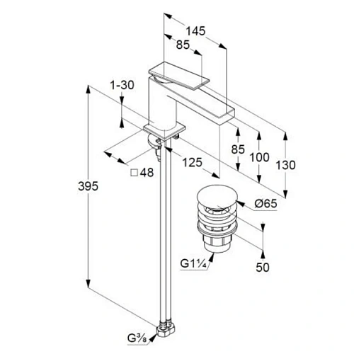 Смеситель для раковины Kludi DECUS 542663975 черный матовый Смеситель для раковины Kludi DECUS 542663975 черный матовый