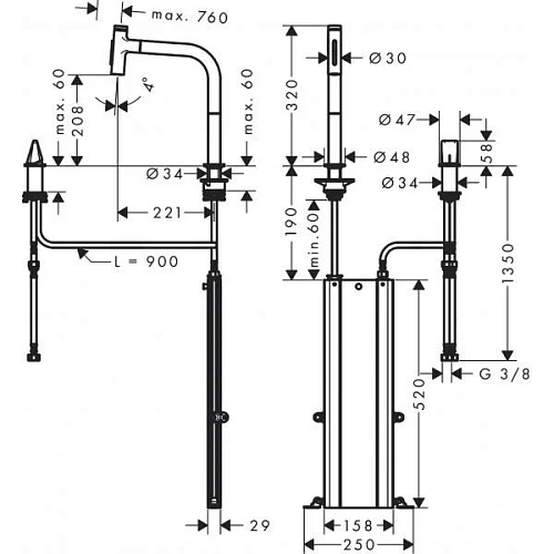 Смеситель для кухни hansgrohe M71 M7120-H200 однорычажный, на 2 отверстия, с вытяжным изливом 73818670. Смеситель для кухни hansgrohe M71 M7120-H200 однорычажный, на 2 отверстия, с вытяжным изливом 73818670.