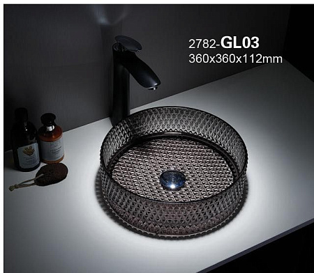 Раковина CeramaLux GL03 стекло графит накладная, графит