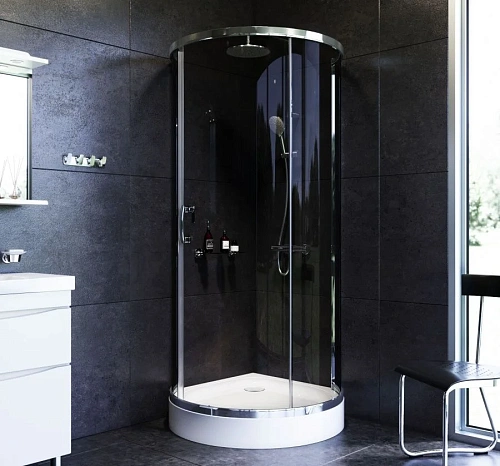 Душевой уголок AM.PM Like W83G-333-095CG Round 95x95, стекло тонированное, профиль хром Душевой уголок AM.PM Like W83G-333-095CG Round 95x95, стекло тонированное, профиль хром