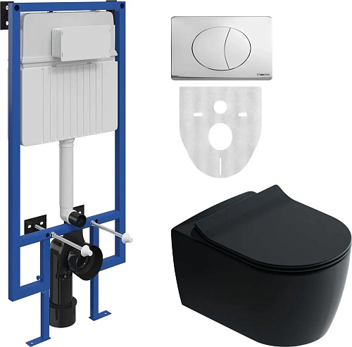 Комплект Унитаз подвесной STWORKI Ноттвиль SETK3104-2616 безободковый, с микролифтом, черный + Систе 587834 Комплект Унитаз подвесной STWORKI Ноттвиль SETK3104-2616 безободковый, с микролифтом, черный + Систе 587834