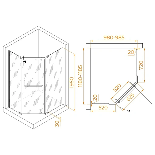 Душевой уголок RGW PA-091 1000x1200 мм 35089102-11 хром Easy Clean Душевой уголок RGW PA-091 1000x1200 мм 35089102-11 хром Easy Clean