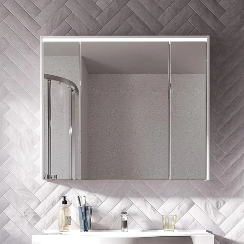 Зеркальный шкаф STWORKI Хельсинки 100 см, с подсветкой, навесной, большой, белый, прямоугольный 4109 410969 Зеркальный шкаф STWORKI Хельсинки 100 см, с подсветкой, навесной, большой, белый, прямоугольный 4109 410969