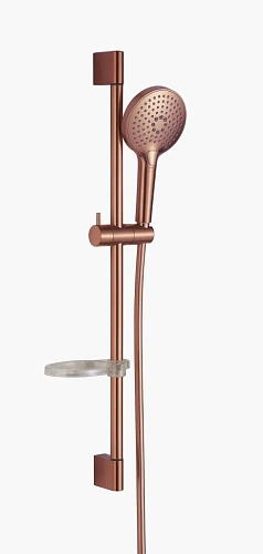 Душевой гарнитур AQUAme AQM8101BC H=790мм, 120 мм, 3 режима, мыльница, шланг 1500мм, медь шлифованная Душевой гарнитур AQUAme AQM8101BC H=790мм, 120 мм, 3 режима, мыльница, шланг 1500мм, медь шлифованная