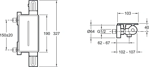 Смеситель для душа Jacob Delafon Metro E21767-CP термостатический Смеситель для душа Jacob Delafon Metro E21767-CP термостатический