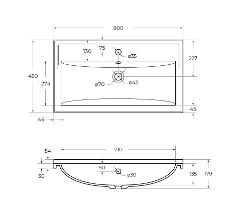 Раковина CEZARES CZR-800/450-LV-MR-FS белый матовый 1000x450 искусственный камень Раковина CEZARES CZR-800/450-LV-MR-FS белый матовый 1000x450 искусственный камень