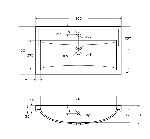 Раковина CEZARES CZR-800/450-LV-MR-FS белый матовый 1000x450 искусственный камень Раковина CEZARES CZR-800/450-LV-MR-FS белый матовый 1000x450 искусственный камень