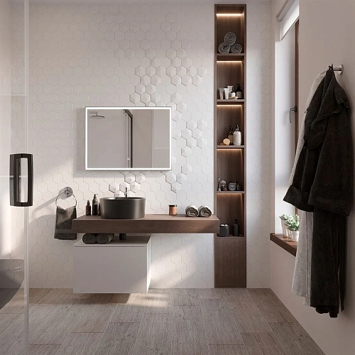 Зеркало STWORKI Ольборг 80 с подсветкой, сенсор на зеркале, прямоугольное, настенное, серое 507916 Зеркало STWORKI Ольборг 80 с подсветкой, сенсор на зеркале, прямоугольное, настенное, серое 507916