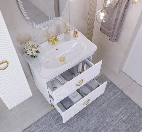 Тумба под раковину GROSSMAN АТРИО-85 см белый глянец (ум.МОДЕРН-85) напольная 108016 Тумба под раковину GROSSMAN АТРИО-85 см белый глянец (ум.МОДЕРН-85) напольная 108016