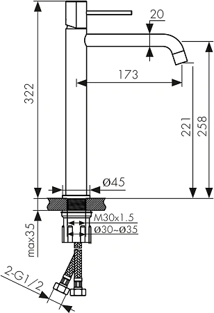 Смеситель для раковины Kaiser Vita вороненая сталь 43311-15 Смеситель для раковины Kaiser Vita вороненая сталь 43311-15