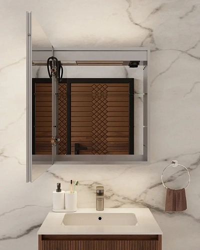 Зеркальный шкаф ArtDecco Elysian Reflect 60 AER06070MC в алюминиевой раме, с подсветкой Зеркальный шкаф ArtDecco Elysian Reflect 60 AER06070MC в алюминиевой раме, с подсветкой