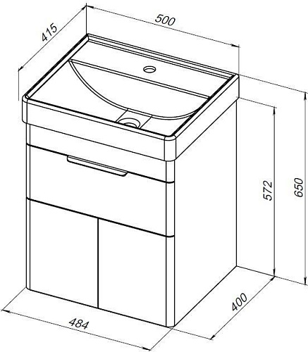 Тумба под раковину Aquanet Ирис new 50 белый глянец (2 ящика) 00310143 Тумба под раковину Aquanet Ирис new 50 белый глянец (2 ящика) 00310143