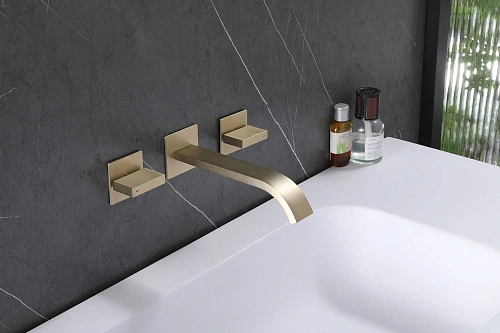 Смеситель для раковины ABBER Wasserfall AF8612G скрытого монтажа, золото матовое Смеситель для раковины ABBER Wasserfall AF8612G скрытого монтажа, золото матовое