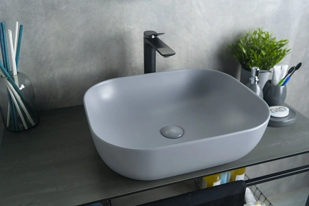 Раковина Gid Gm1302 53336 накладная серая матовая 50x40x14