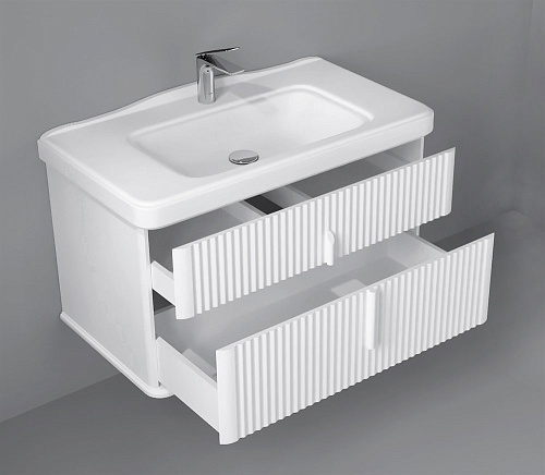 Тумба с раковиной STWORKI Молде 95 белая, с сифоном 579358 Тумба с раковиной STWORKI Молде 95 белая, с сифоном 579358