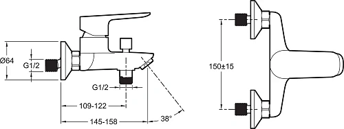 Смеситель для ванны Jacob Delafon Oscar E29844-BL Смеситель для ванны Jacob Delafon Oscar E29844-BL