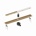 Душевой лоток Timo Drain System 700 с двусторонней панелью "plate" под плитку, Золото матовое Душевой лоток Timo Drain System 700 с двусторонней панелью "plate" под плитку, Золото матовое