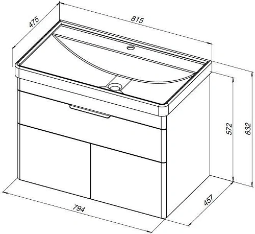Тумба под раковину Aquanet Ирис new 815 белый глянец (1 ящик, 2 дверцы) 00310150 Тумба под раковину Aquanet Ирис new 815 белый глянец (1 ящик, 2 дверцы) 00310150