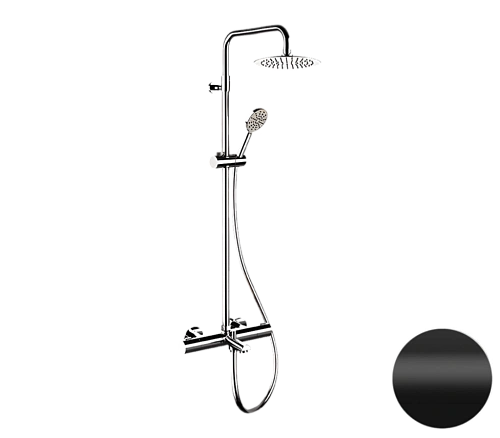 Душевая система Remer EQ34A8MPUFM25NO термостатическая, черный матовый Душевая система Remer EQ34A8MPUFM25NO термостатическая, черный матовый