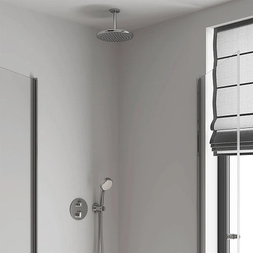 Верхний душ GROHE Tempesta 250, круглый (низ-хром, верх-белый) + Душевой кронштейн потолочный 142 мм 26669000 Верхний душ GROHE Tempesta 250, круглый (низ-хром, верх-белый) + Душевой кронштейн потолочный 142 мм 26669000