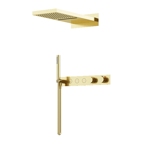 Душевая система Sancos Linn SC9023BG с термостатом, с внутренней частью, брашированное золото, PVD покрытие Душевая система Sancos Linn SC9023BG с термостатом, с внутренней частью, брашированное золото, PVD покрытие