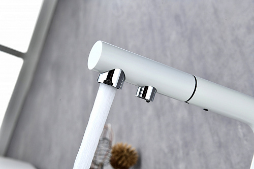 Смеситель для кухни Paulmark SERPENTINE белый матовый Se213222-WH Смеситель для кухни Paulmark SERPENTINE белый матовый Se213222-WH