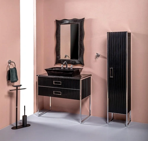 Шкаф-пенал Armadi Art MONACO 868-BCR-R черный глянец + хром R Шкаф-пенал Armadi Art MONACO 868-BCR-R черный глянец + хром R